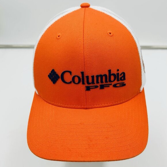 Columbia PFG Auburn University Trucker Hat Cap Mesh Orange White NCAA Snap Back - Picture 2 of 10